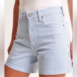 Abercrombie & Fitch High Rise Dad Short in Blue Stripe